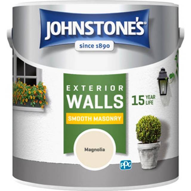 Johnstones magnolia smooth masonry exterior grey paint 15y weather proof 2.5l