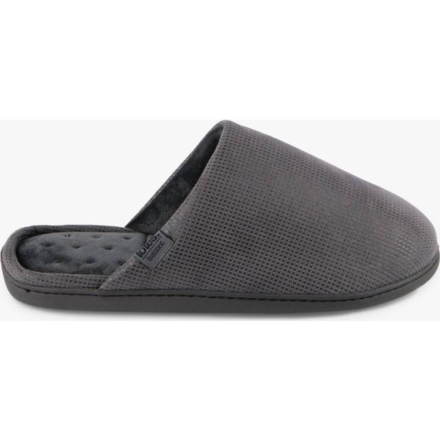 totes Isotoner Men's Square Pattern Smart Mule Slippers, Grey