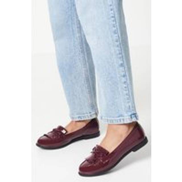 Womens Wide Fit Loretta Tassel Loafers - Burgundy - 3