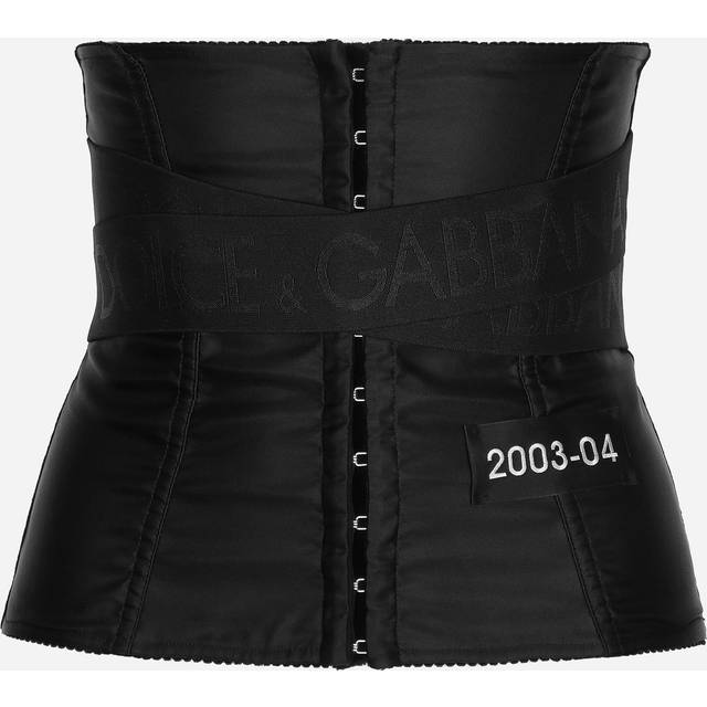 Dolce & Gabbana Corset-style Belt With Branded Stretch Crossover Bands - Woman Belts Black Satin 40