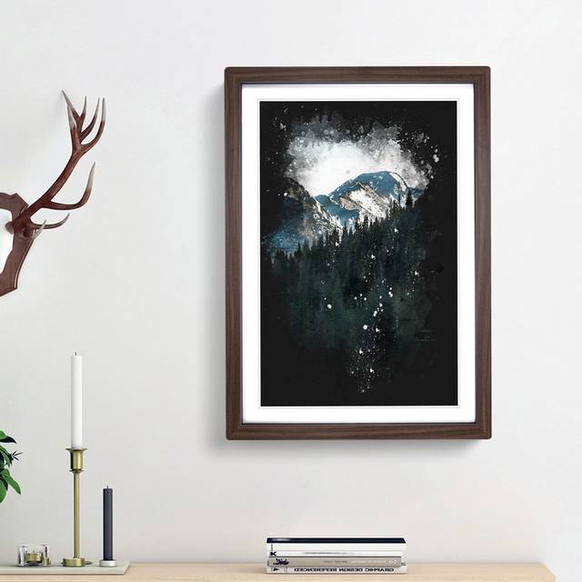 Montana Mountain Behind the Forest - Picture Frame Graphic Art Print - Walnut Framed (63cm H x 45cm W x 2cm D)