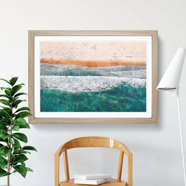 Beach Views in San Francisco - Picture Frame Painting - Oak Framed (36cm H x 48cm W x 2cm D)