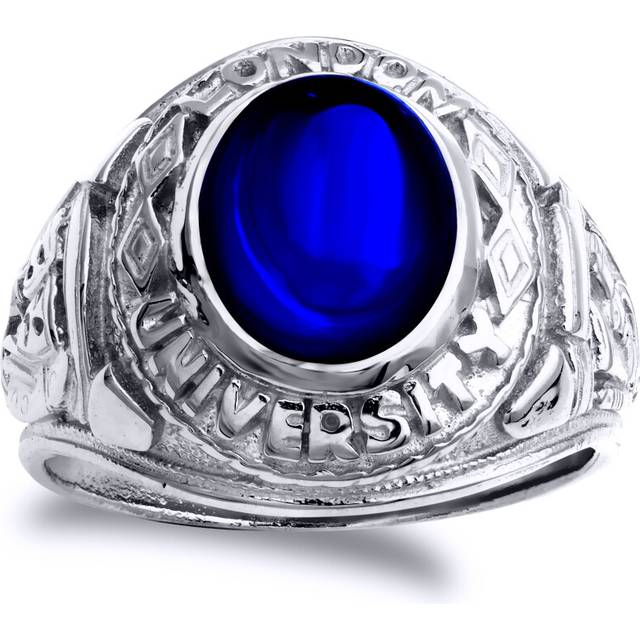 (T) Jewelco London 925 Silver Blue Stone College Ring - ARN171
