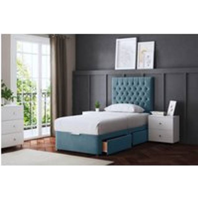 (Super King, Blue) Seraphine Divan Uphosltered Bed with Two Drawers