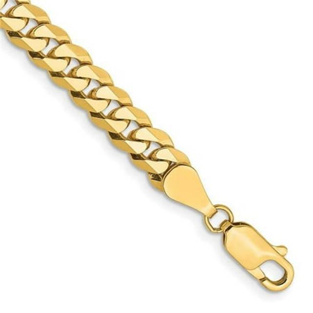 14K Yellow Gold 5.75 mm Flat Beveled Curb Chain 7 in. Bracelet