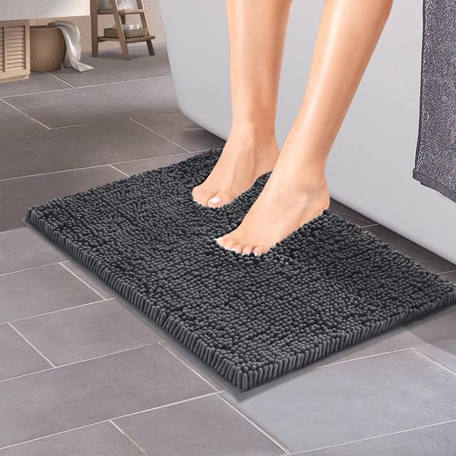 ITSOFT Plush Bathroom Rug 22x14  Absorbent Machine Washable Non Slip Chenille Bath Mats  Quick Dry Bathmat  Bath Rugs for Bath  Shower  Bedroom  or Do