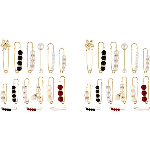 30Pcs Sweater Clips Heavy Duty Safety Pins Faux White Pearl Brooch Pin Dress Clip Hat Shawl Pin Rhinestone Enamel Pins