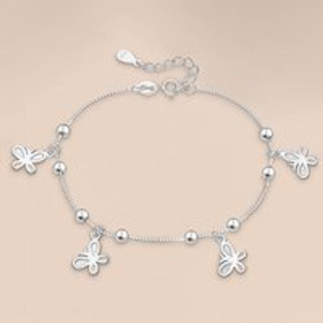John Greed Tempest Meadow Silver Butterfly Drop Bracelet For Women - silver