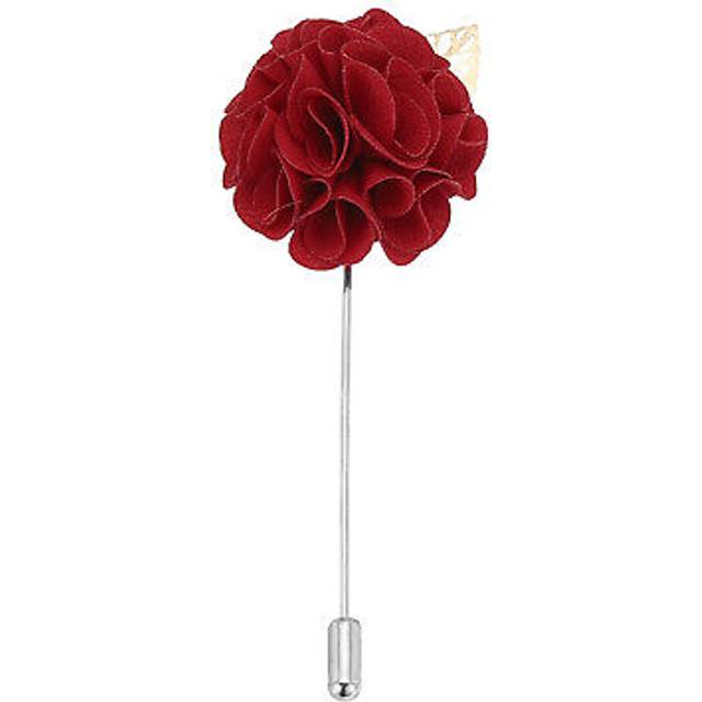 Flower Boutonnieres Pin Lapel Pin For Men Camellia Wedding Red With Leaf