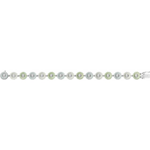 DAISY Armband (Silver) GREEN ENAMEL ML