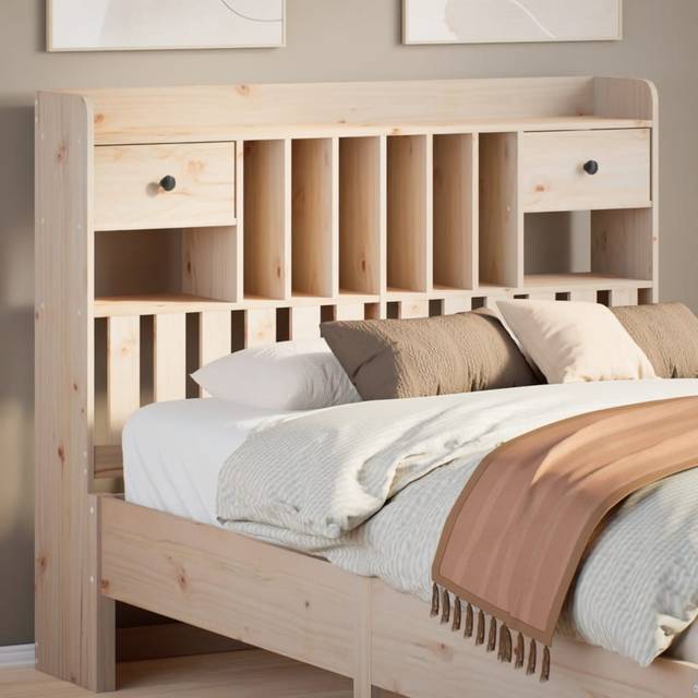 vidaXL Headboard with Storage 120 cm Solid Wood Pine - Brown