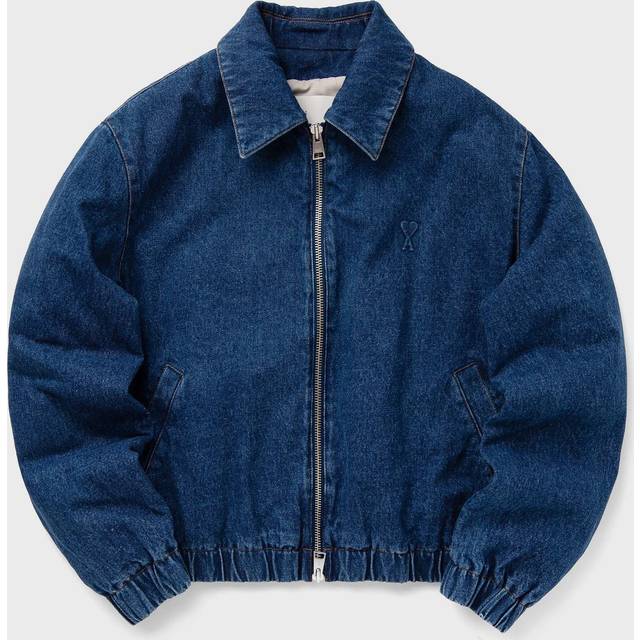 AMI Paris Blue Ami De Cœur Zipped Denim Jacket - USED BLUE/480 - S