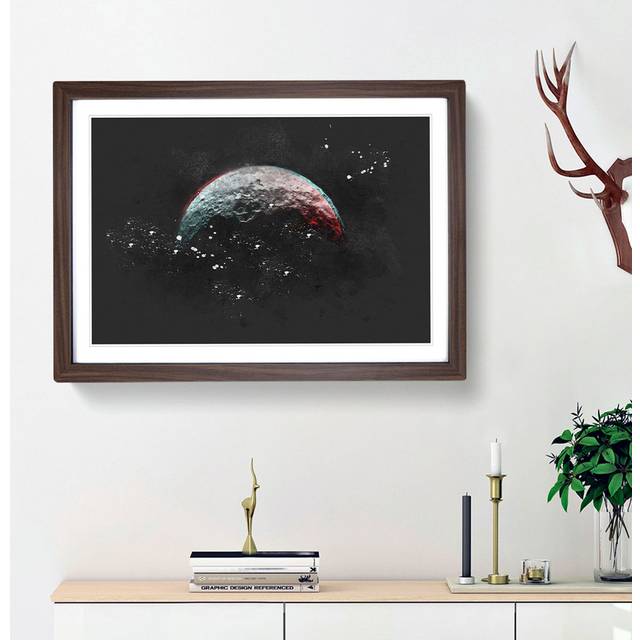 Moon - Picture Frame Painting Print - Walnut Framed (24cm H x 33cm W x 2cm D)