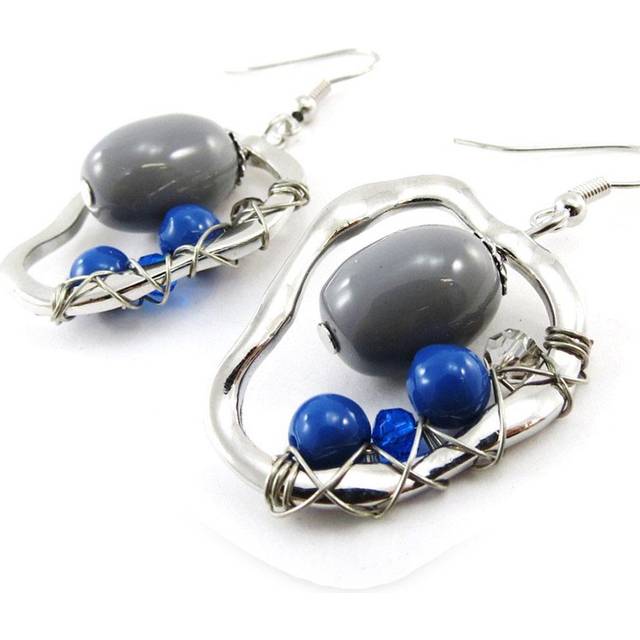 NOA [J1840] - Designer earrings 'Valentine' blue gray blue