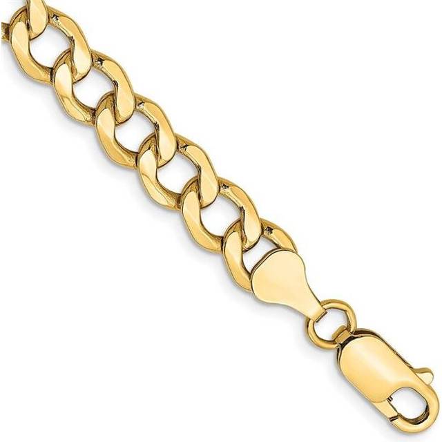10K Yellow Gold 7 mm Semi-Solid Curb Link Chain 8 in. Bracelet