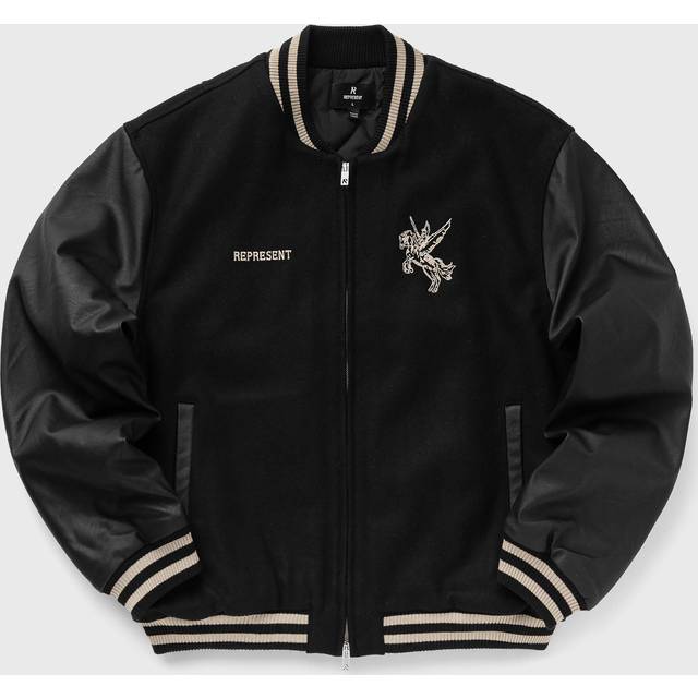 Represent Black Mascot Wool Varsity Bomber Jacket - JET BLACK - XS