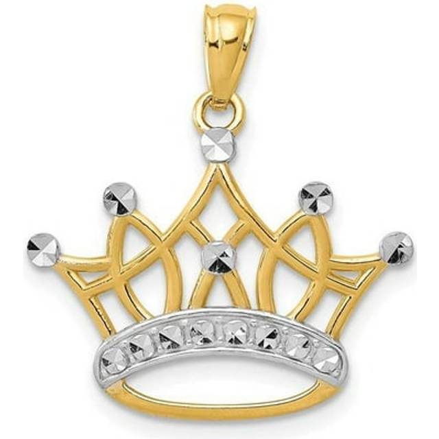 20 mm 14K Yellow Gold & Rhodium Crown Pendant