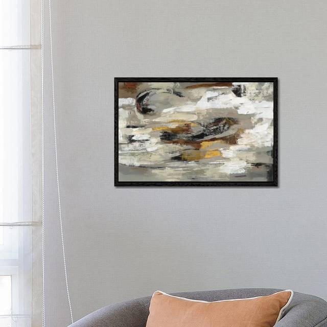 Neutral & Gray Abstract by Silvia Vassileva - Gallery-Wrapped Canvas Giclée on Canvas - Black Framed (45.72cm H x 66.04cm W x 3.81cm D)