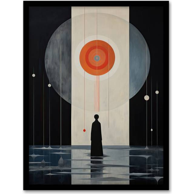 Beautiful Silence Abstract Futuristic - Single Picture Frame Art Prints - Blue;Black;Orange (43.3cm H X 33.3cm W)