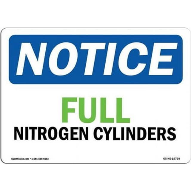 SignMission OS-NS-A-1014-L-15739 10 x 14 in. OSHA Notice Sign - Notice Full Nitrogen Cylinders