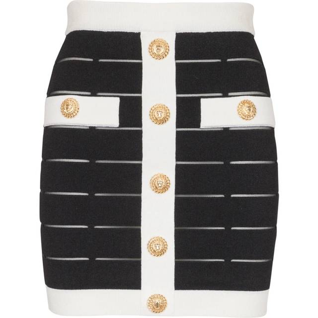 Balmain, Kjol, Dam, S, Polyester, Kjol med dekorativa knappar