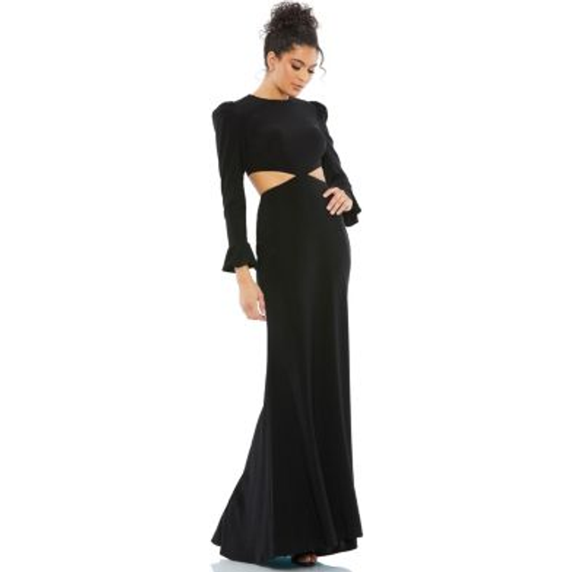 Mac Duggal Puff Shoulder Cutout Gown