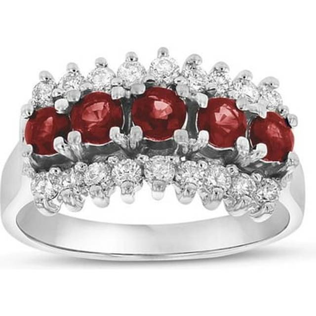 Louis Creations RL2114RD-5 1.30 CTW Diamond & Ruby Band, 14K White Gold - Size 5