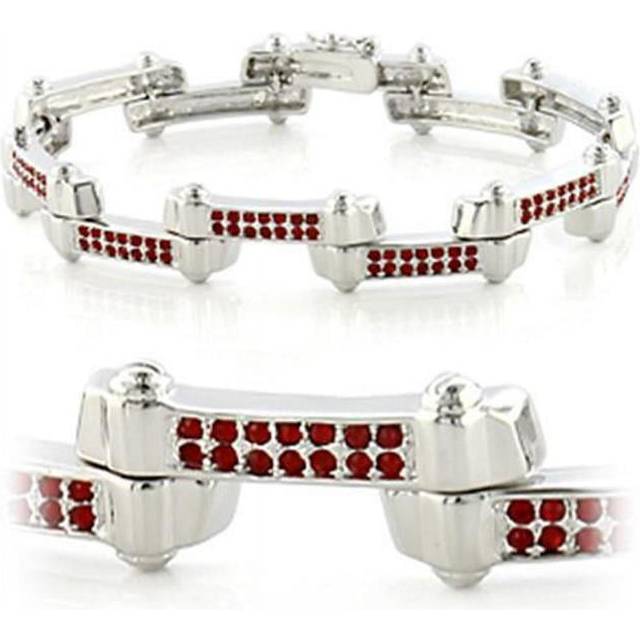 Alamode LO610-8 Women Imitation Rhodium Brass Bracelet with Top Grade Crystal in Siam - 8 in.