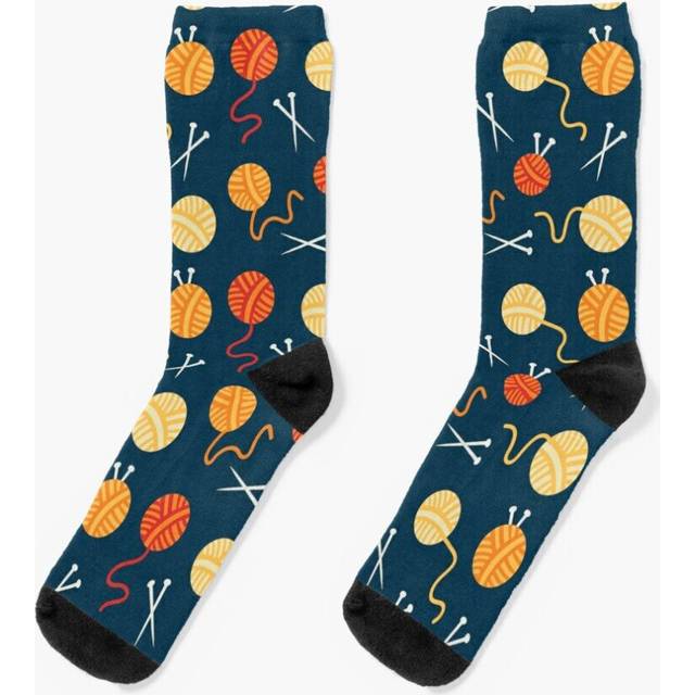 Dress Socks Yarn and Knitting Needles Pattern Novelty Fancy Crazy Pattern Crew Casual for Men Women