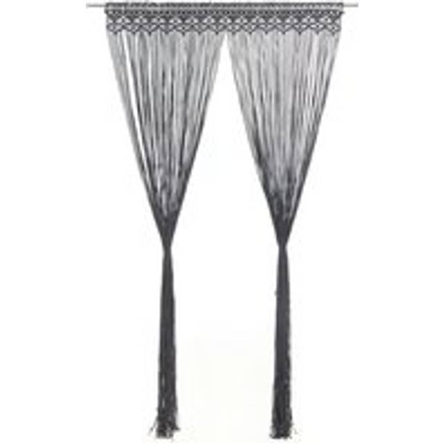 Macrame Curtain Anthracite 140x240 cm Cotton vidaXL