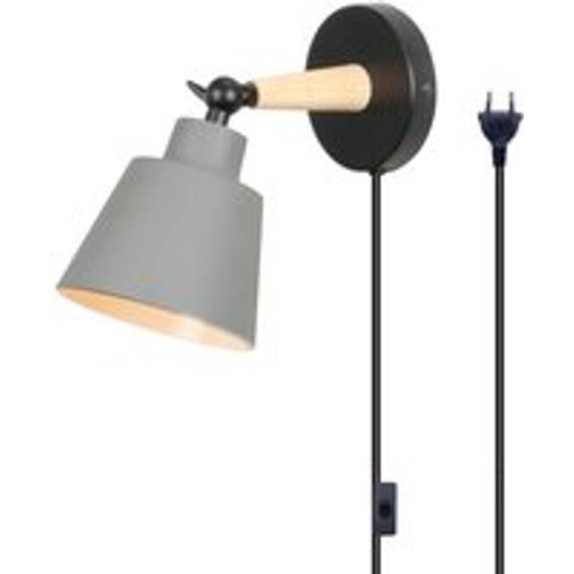 Norcks - Modern Wall Light Minimalist Retro Wall Sconce Grey Nordic Indoor Wall Lamp For Hallway Bedroom Office Corridor E27 (With Euro Plug)