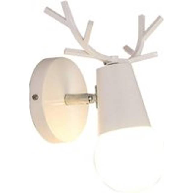 Creative Antler Wall Lamp Modern Deer Wall Light Minimalist Art Iron Wall Sconce For Kids Room Bedroom Restaurant E27 White
