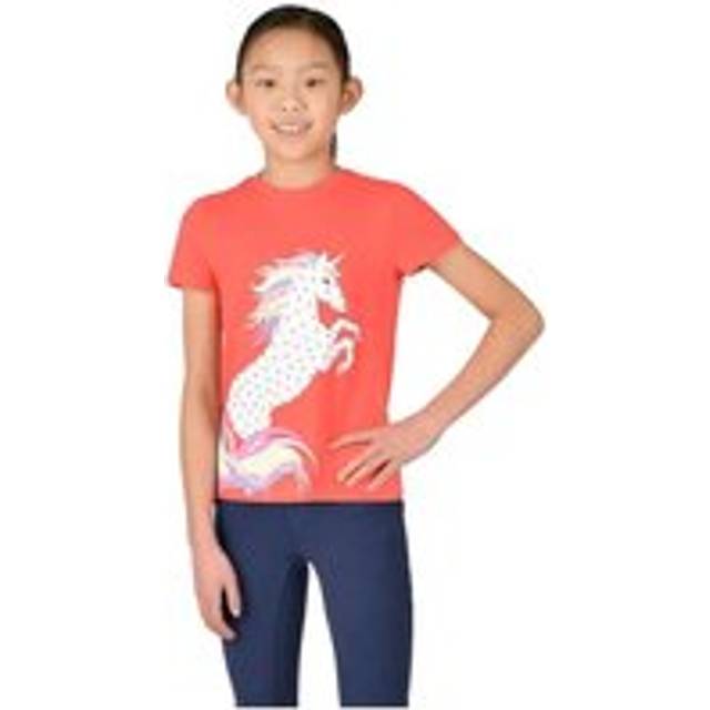 (10 Years, Coral) Dublin Girls Tilly Rainbow Horse T-Shirt