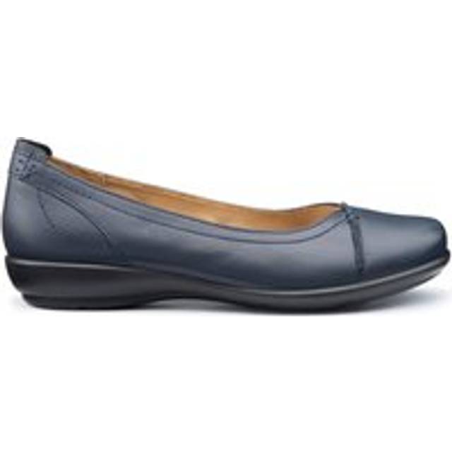 Hotter Robyn II Leather Ballet Pumps, Denim Navy