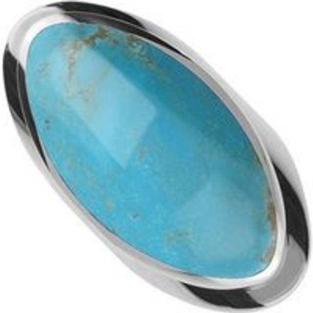 Sterling Silver Turquoise Large Oval Statement Ring - Silver