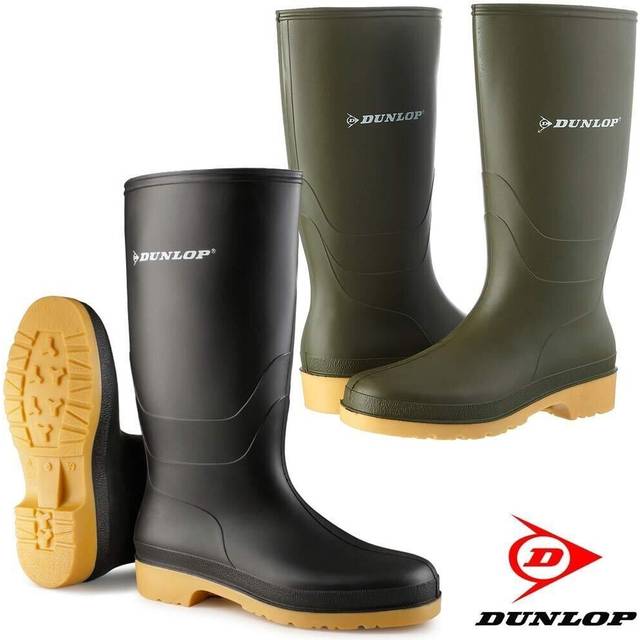 (12 UK) Boys Dunlop DULL Youths Wellington Green