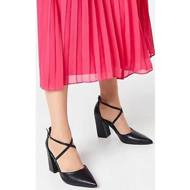 Coast womens court heel black high block feather embellished occasion shoes