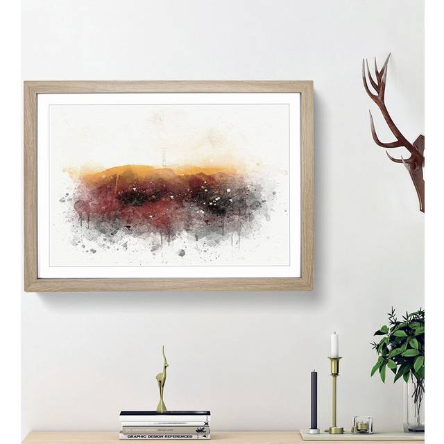 Sunlight over San Francisco in Abstract - Picture Frame Graphic Art Print - Oak Framed (36cm H x 48cm W x 2cm D)