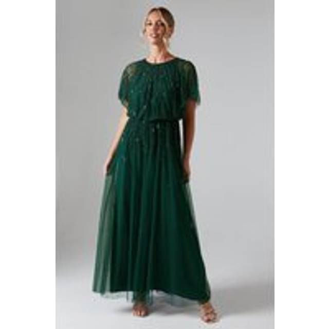 Blouson Bodice Linear Embellished And Beaded Bridesmaids Dress - Green - 10