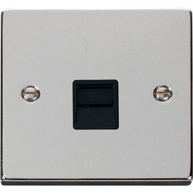 Se Home - Polished Chrome Secondary Telephone Single Socket - Black Trim