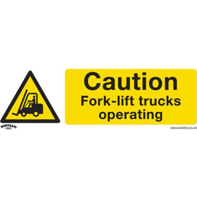 SEALEY Warning Safety Sign - Caution Fork-Lift Trucks - Self-Adhesive Vinyl | SS44V1 | GSF Car Parts