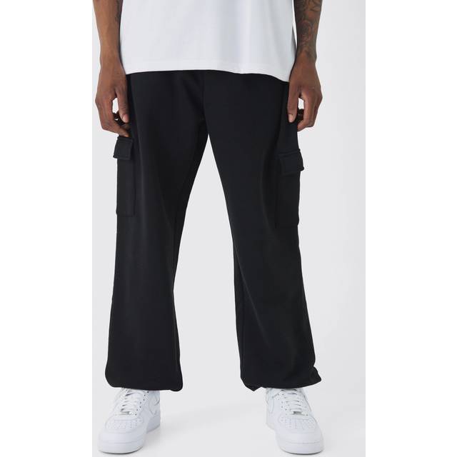 330GSM Baggy Fit Basic Cargo Jogger - Black - S