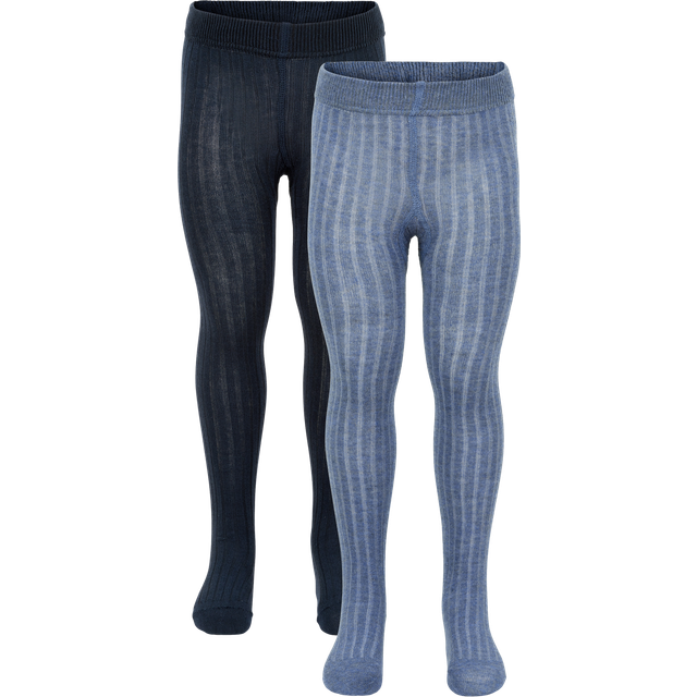 Minymo Girls Two Tone Blue Tights (2 Pack) - 10-11 year