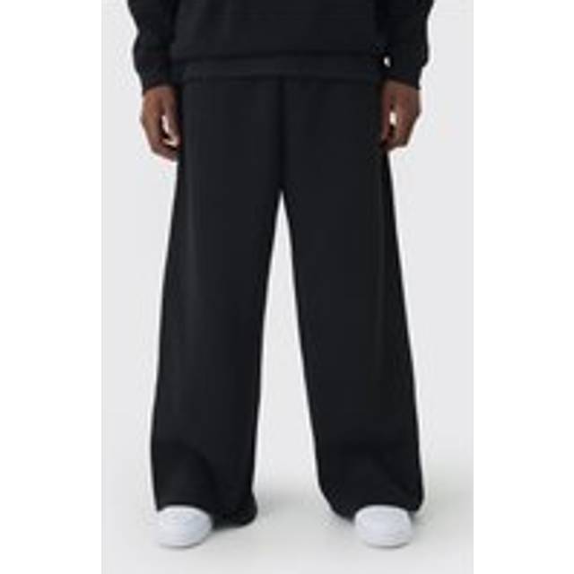 330GSM Extreme Wide Leg Basic Jogger - Black - S