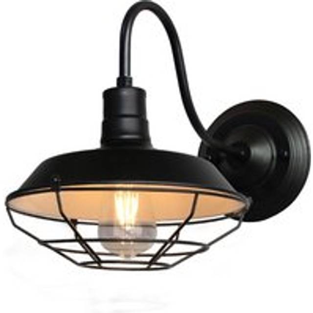 Norcks - Creative Antique Wall Sconce Iron Metal Wall Light Nostalgic Retro Industrial Wall Lamp For Cafe Office Black Outside White Inside 26Cm