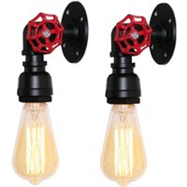 Norcks - 2X Creative Wall Light Iron Metal Wall Sconce Antique Classic Wall Lamp Black For Office Cafe Decoration
