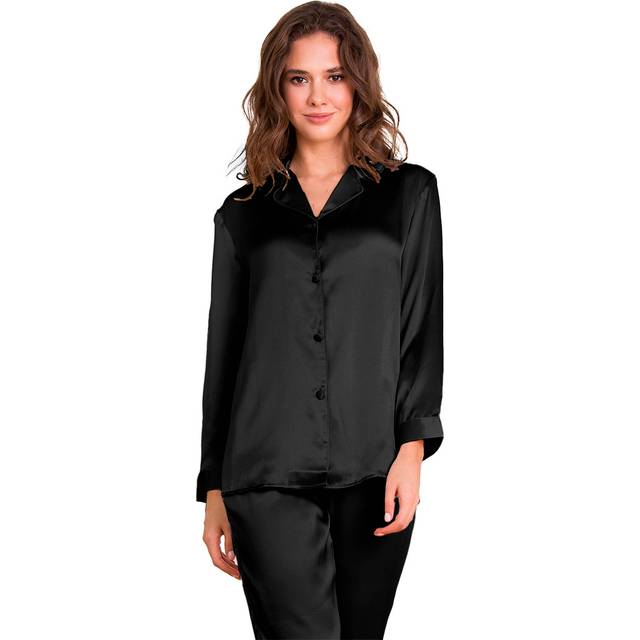 Lady Avenue Pure Silk Basic Pyjamas - Black - Large