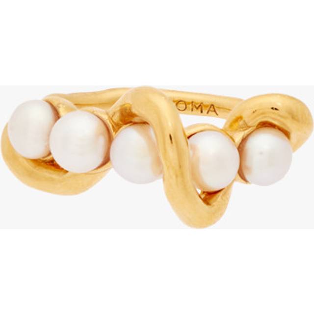 Molten Pearl Twisted Stacking Ring | 18ct Gold Vermeil/Pearl