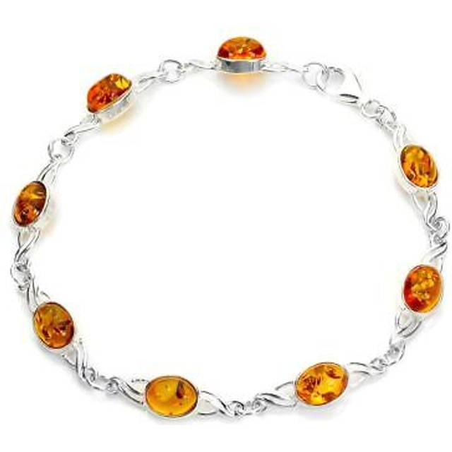Sterling silver & baltic amber chain bracelet bracelets