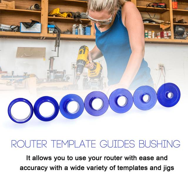 10 Pieces Router Template Guide Bushing Aluminum Alloy Engraving Machine Axle Sleeve for Woodworking blue